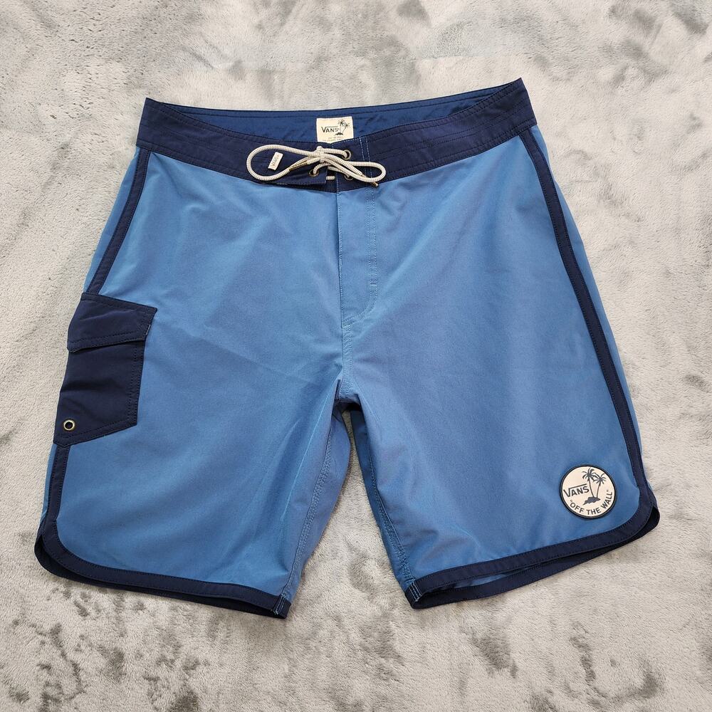 Vans Board Shorts Mens 32 Blue Tie Front Swim‎ Trunks Pockets Skateboard Summer